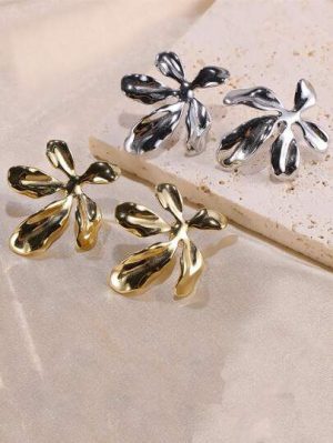 Pendientes acero - hoja de arbol