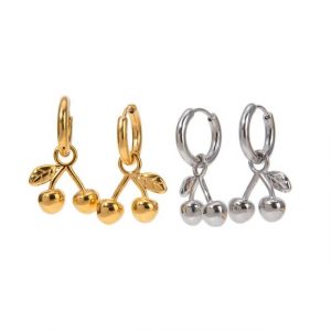Pendientes acero - Cerezas