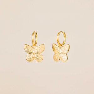 Pendientes acero - Mariposa dorada