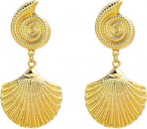 Pendientes acero - Concha marina